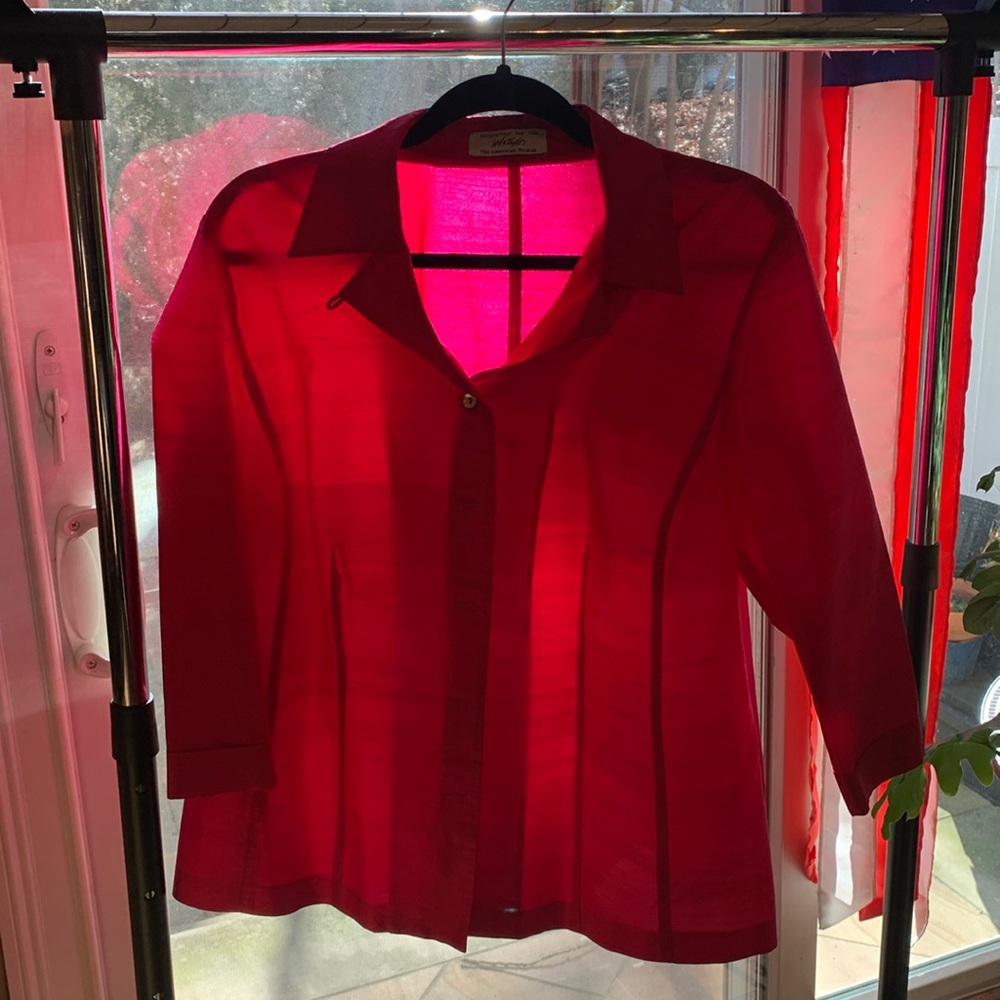 Lord and Taylor The American Woman Button Down Blouse Blazer Hot Pink 1X